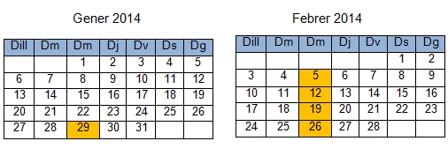calendari slash